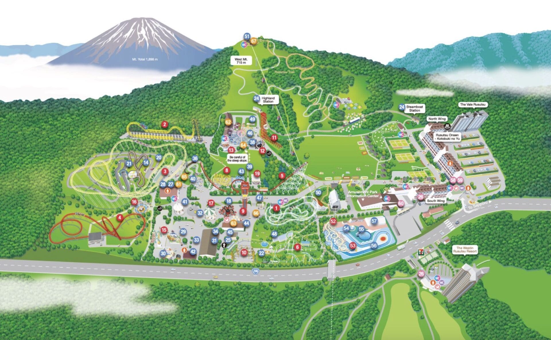 Rusutsu Resort Amusement Park map.